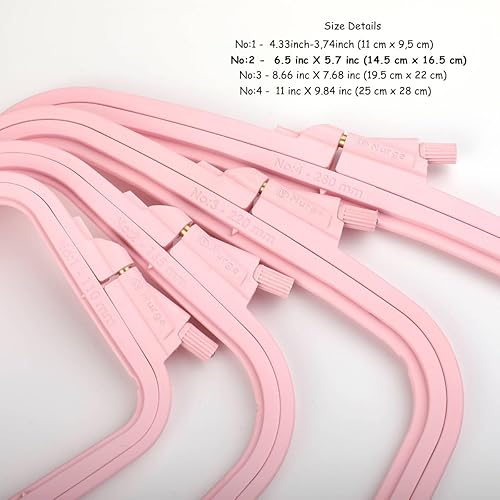 Miniatura 3 de Nurge Aro de bordado cuadrado de plástico rosa pequeño (No 2), aros de punto de cruz, aro de aguja de perforación, costura de manualidades, aros de