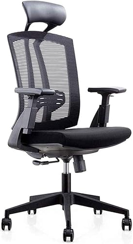 Miniatura 1 de Silla de oficina, silla de computadora de malla transpirable con soporte lumbar ergonómico ajustable, silla de escritorio giratoria negra con
