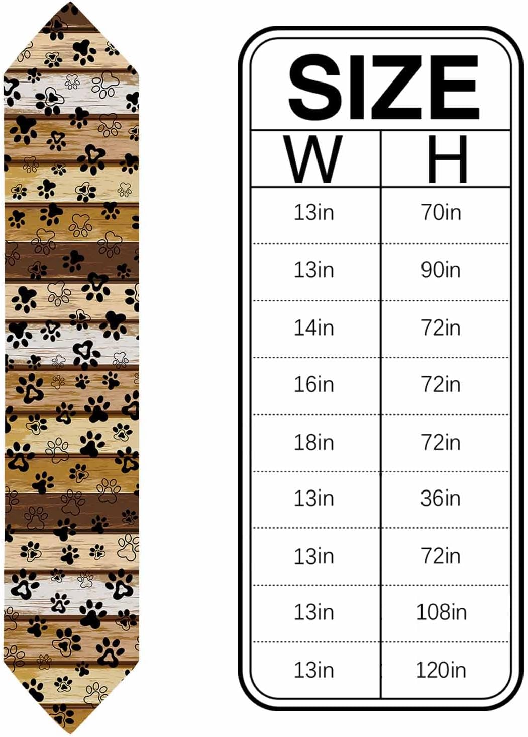 Brown Cat Paw Print Table Runner Linen Burlap Table Runner 72 Inches Long Vintage Farmhouse Country Wooden Grain Dresser Scarves for Kitchen Island Coffee Dining Room Party Holiday Decor 18"x72"