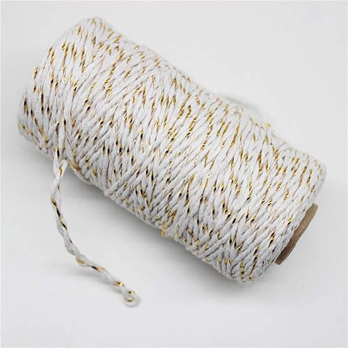 Miniatura 6 de AKOAK Cordel para panaderos, 1 rollo de cuerda de algodón de 109 yardas para envolver regalos, manualidades y decoración (verde + dorado)