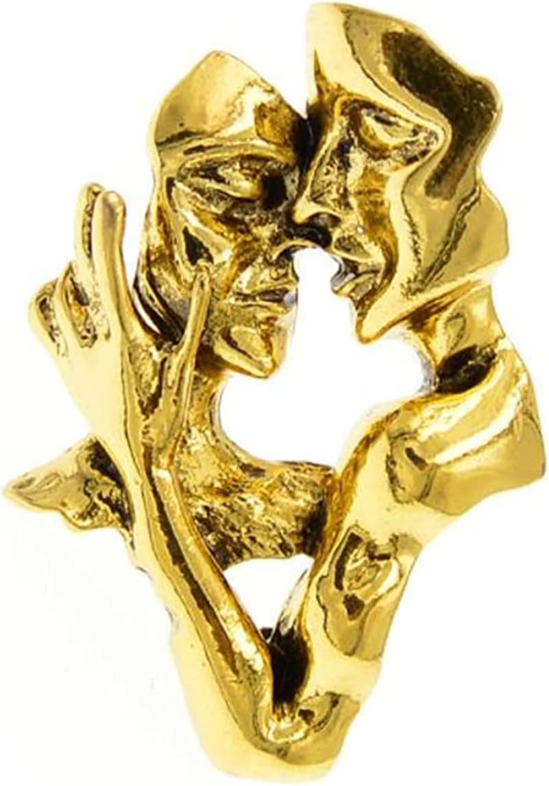 Gold Fashion Portrait Brooch Pin 3D Lovers face Brooch Pin Gold Plated Pin Badge for Jewelry Clothes Dress Scarf Decoration