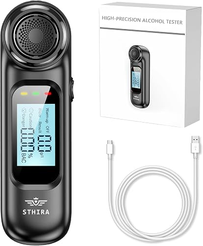ZORBES® Alcohol Testing Machine Breathalyzer USB Rechargeable Portable Alcohol Tester for Personal & Professional Use LCD Digital Display 0.00-0.19% BAC High Precision Breathalyser