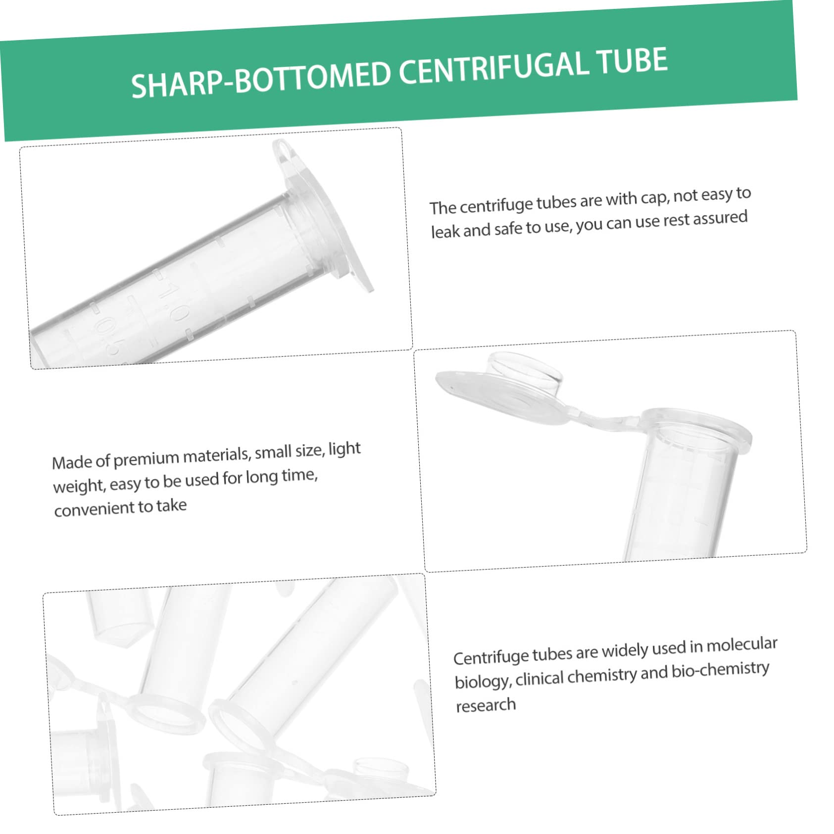 Provette da Centrifuga 500 Pezzi 2ml in Plastica, con Tappo