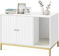 Vista 8 de Feandrea UPCL027W01 - Armario para caja de arena para gatos, mueble moderno para caja de arena oculta, con alfombrilla para rascar, patas altas