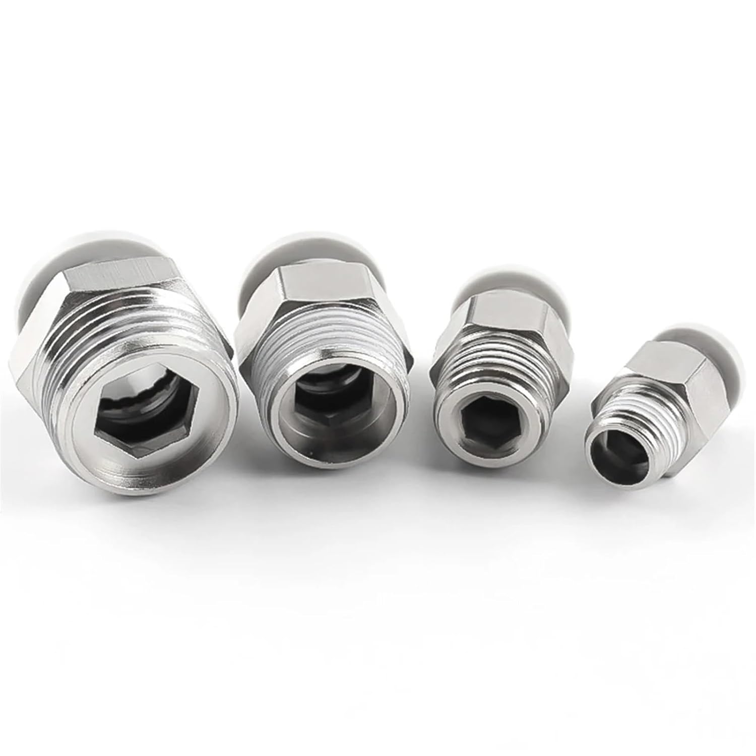 White PC Pneumatic Quick Coupling Hose Air Tube 4 6 8 10 12mm Quick Coupling Male Thread 1/4" 1/2" 1/8" 3/8" BSPT PC 8-02 10-02(PC6-03)