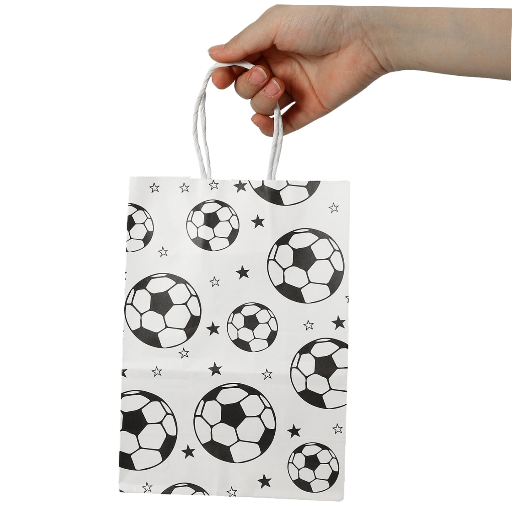 STOBOK 96pezzi Sacchetti Di Carta Manici Per Compleanni e Feste Sacchetti Carta Kraft Con Stampa Calcio Borse Leggere Per Snack e Vestiti