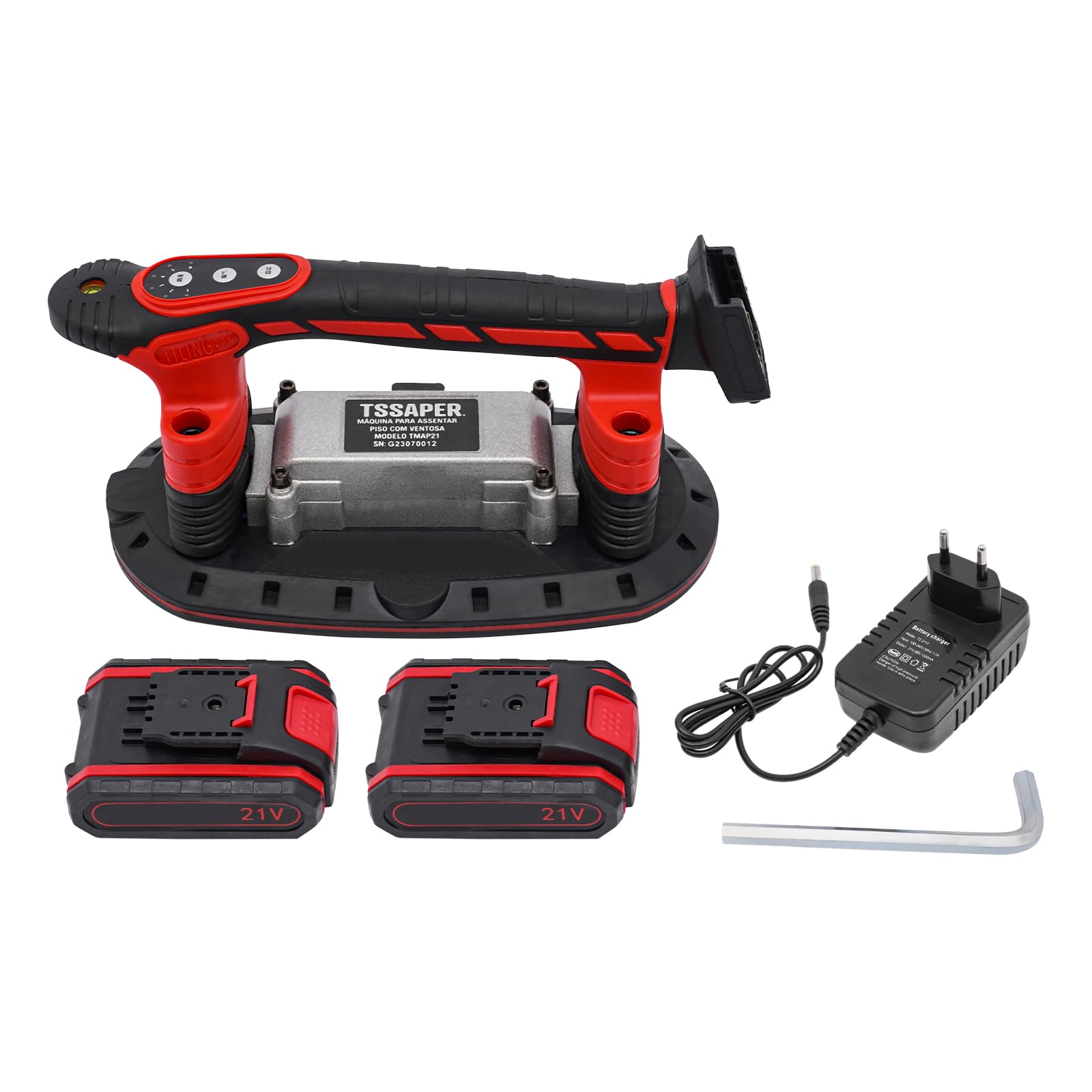 Fliesen Vibrationsgerät, Fliesenschneider mit 2x2000 mAh Akku, Adsorption Fliesen Vibrationsgerät für das Bewegen und Installieren von Wand-/Bodenfliesen (11.8-94.4 Zoll)