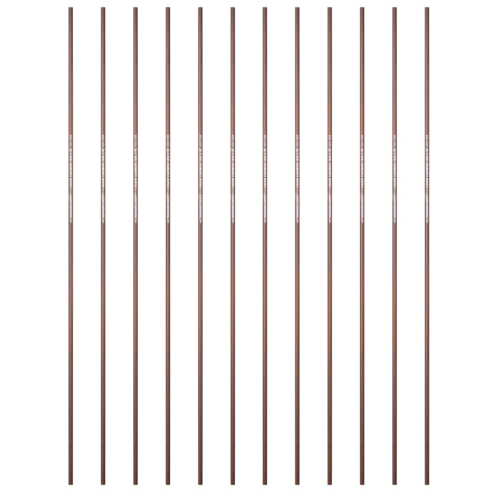 TOPARCHERY 12pcs 31 Inch 6.2 mm Pure Carbon Arrow Shaft Spine 300/350/400/500/600 Carbon Shaft Tube DIY Archery (Brown, 350spine)