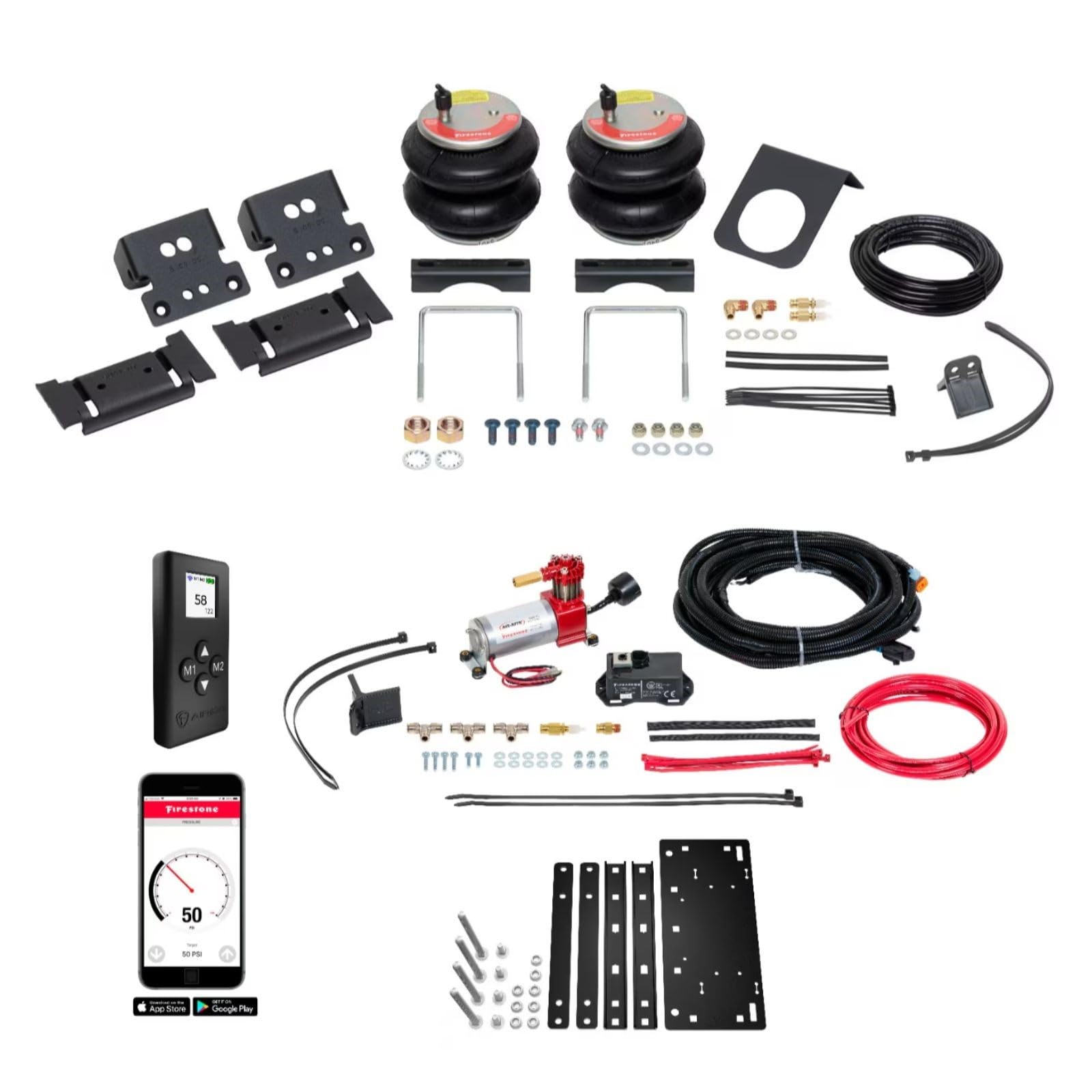 TrendsAuto Firestone Airide Red Label Rear Air Spring Kit with Air Command Single Wireless App & Remote Kit Standard Compressor fits 2013 2026 Ram