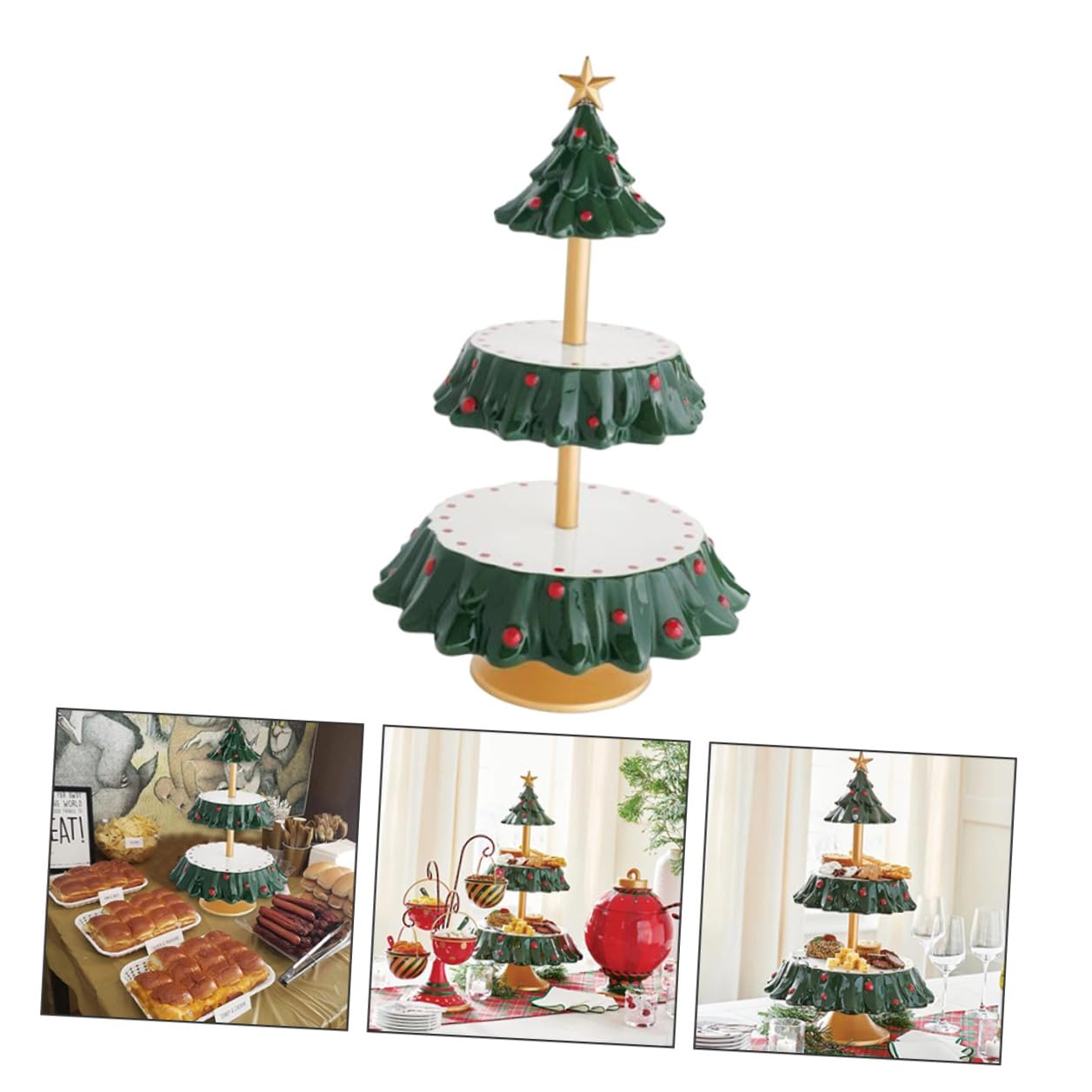 OUNONA Bandeja de Resina Multifuncional para Aperitivos Navideños Soporte para Dulces y Platos de Fruta, Diseño de Mesa Pequeña para Snacks en Fiestas y Celebraciones, Decoración