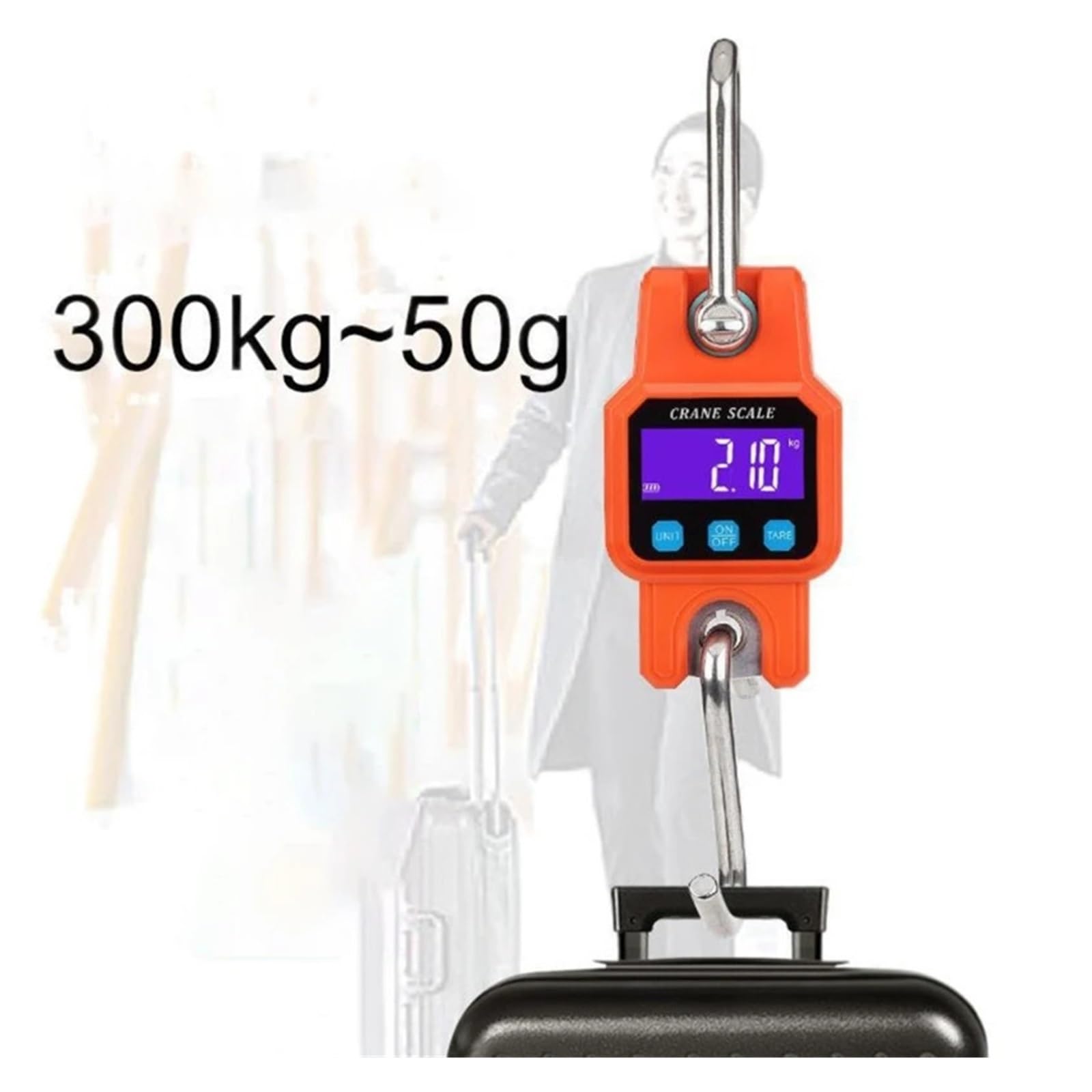 Bilancia per Gru sospesa Bilancia Digitale Sospesa 660 Libbre 300 kg, Bilancia for Pesci Impermeabile for Carichi Pesanti - Bilancia Portatile for Gru for Il Peso dei Bagagli(Orange)