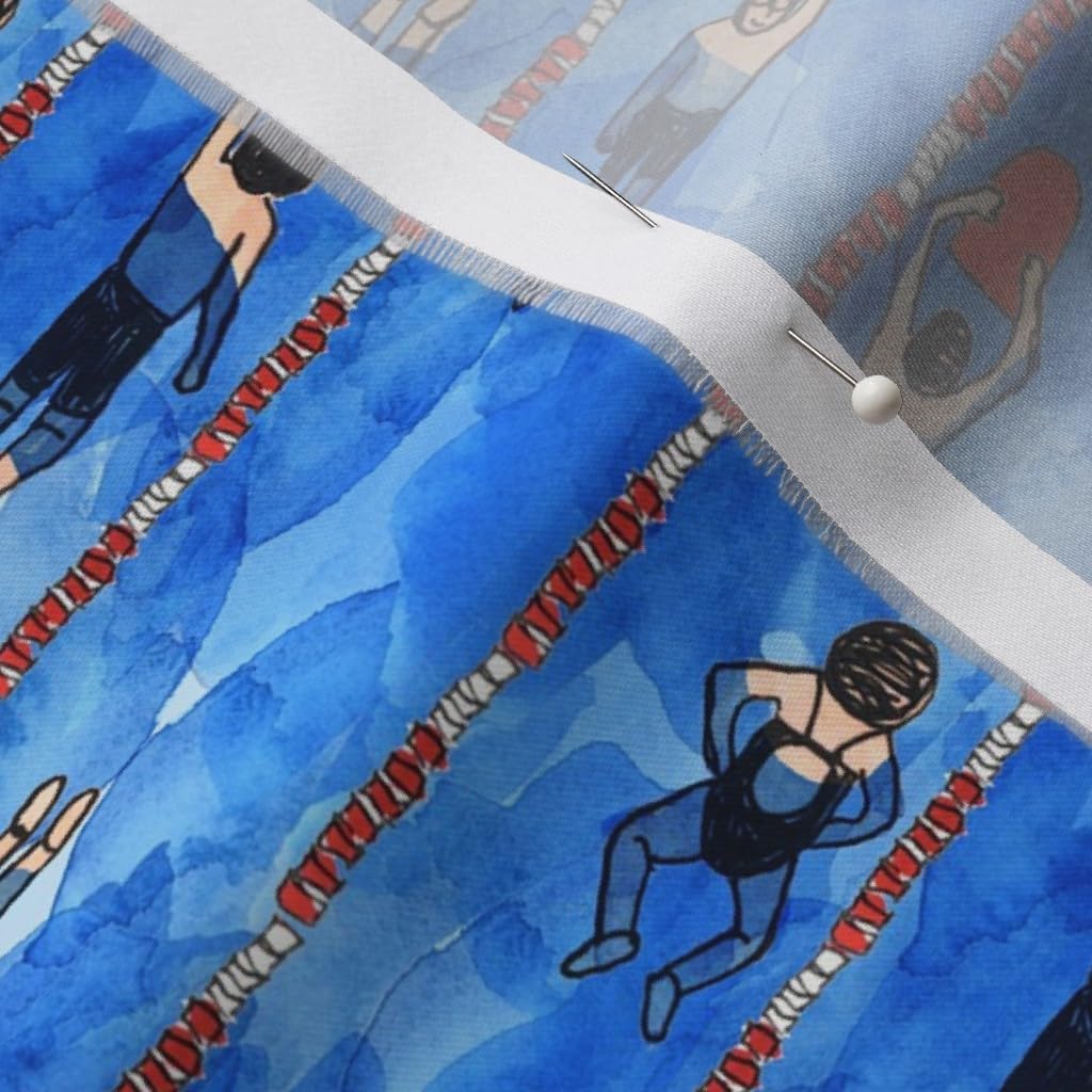 Spoonflower Fabric - Swimmers Swimming Swim Team Pool Sports Printed on Organic Cotton Sateen Fabric by The Yard - Sewing Quilting Apparel Home Decor