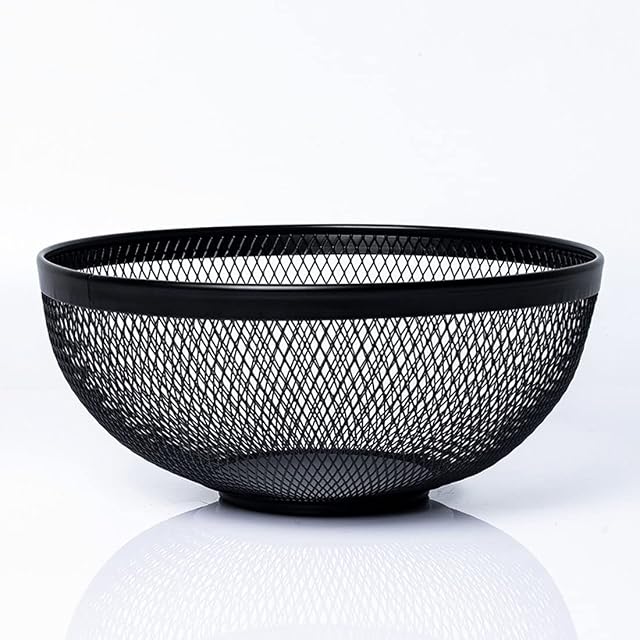 Marrakesch Orient & Mediterran Interior MAADES Juna Fruit Bowl Metal in Black 25 cm Wire Basket Bowl Scandinavian Design