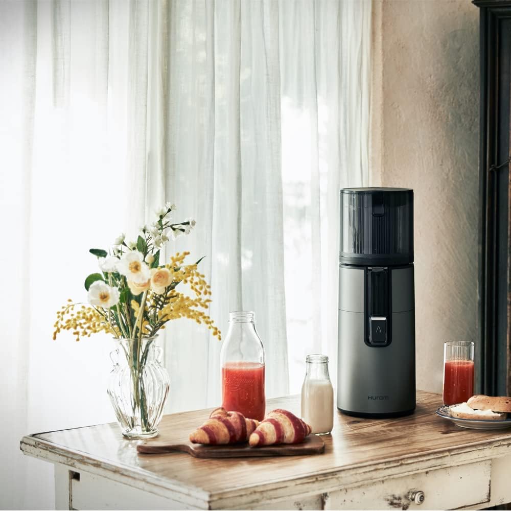 HUROM | H400 | Extractor de zumo de frutas y verduras | Hurom Easy Clean H400 | Cuenco de corte | 150 vatios | Libre de BPA | TITANIUM