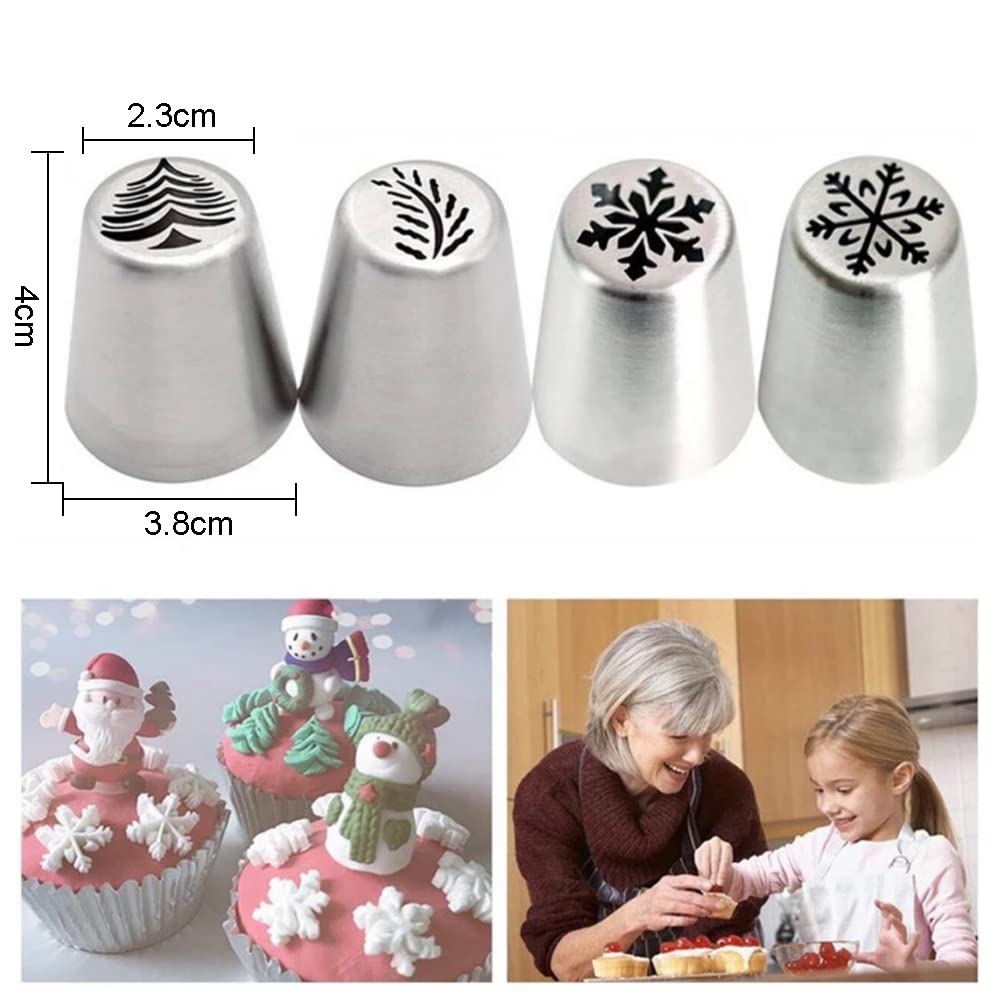 4 stuks grote roestvrijstalen spuitmonden voor het versieren van taarten, cupcakes, rozen, cakes
