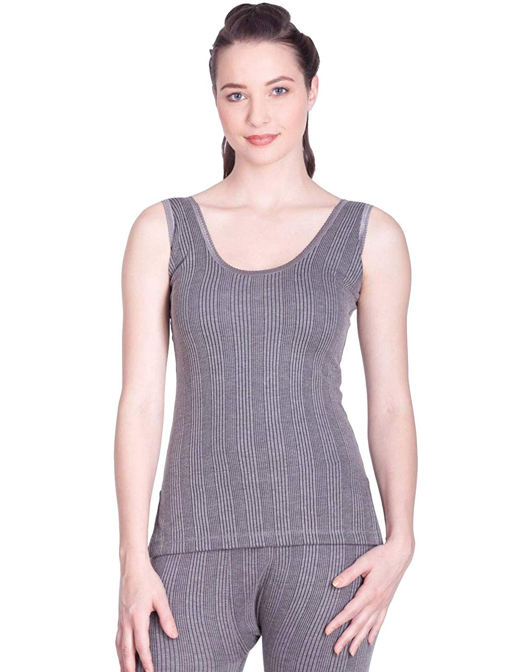 Lux InfernoPremium Round Neck Slips Upper Thermal for Women Charcoal Melange - Pack of 1