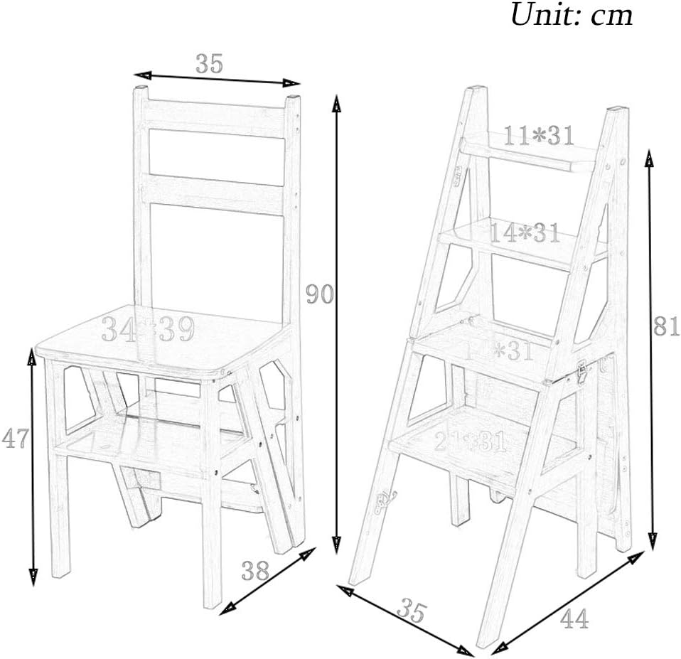 Home Folding Stairs Chair Creative Step Ladder Stool Indoor Bamboo Stepladder with Thickening Wide Pedal Flower Rack for Living Room(Color : White, Size : 4 Tiers)