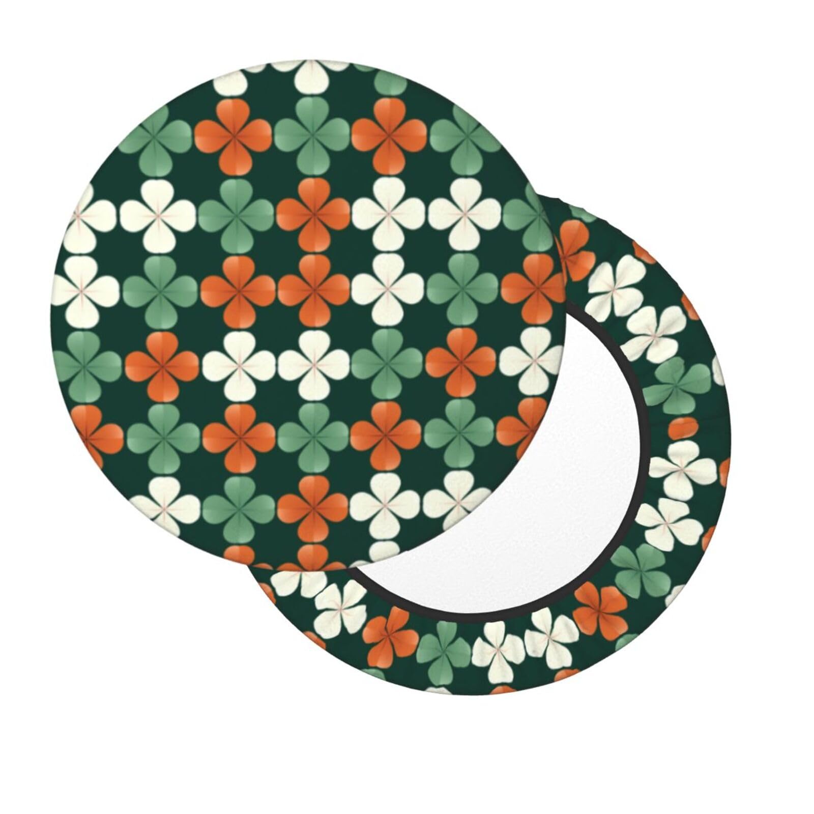 Velvet Round Stool Covers, Abstract Flowers Pattern Bar Stool Covers with Elastic Bands, Washable Bar Stool Seat Covers Round Circle Stool Cover for 12-14" Inch Chair