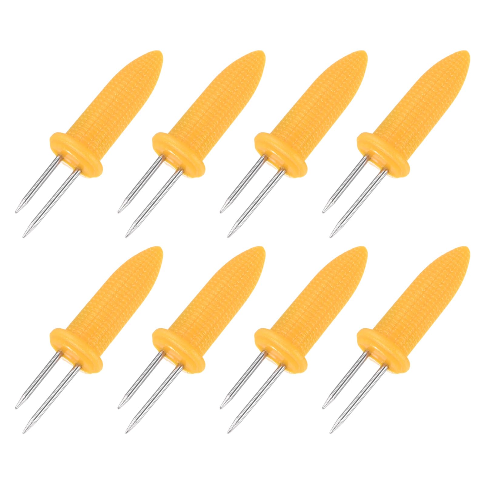 M METERXITY 8-Pack Corn Holders, 3.5 Inch Stainless Steel Corn on the Cob Holders with Anti-Scald Handles for BBQ/Parties/Home Cooking/Camping, Cob Skewers [Yellow]