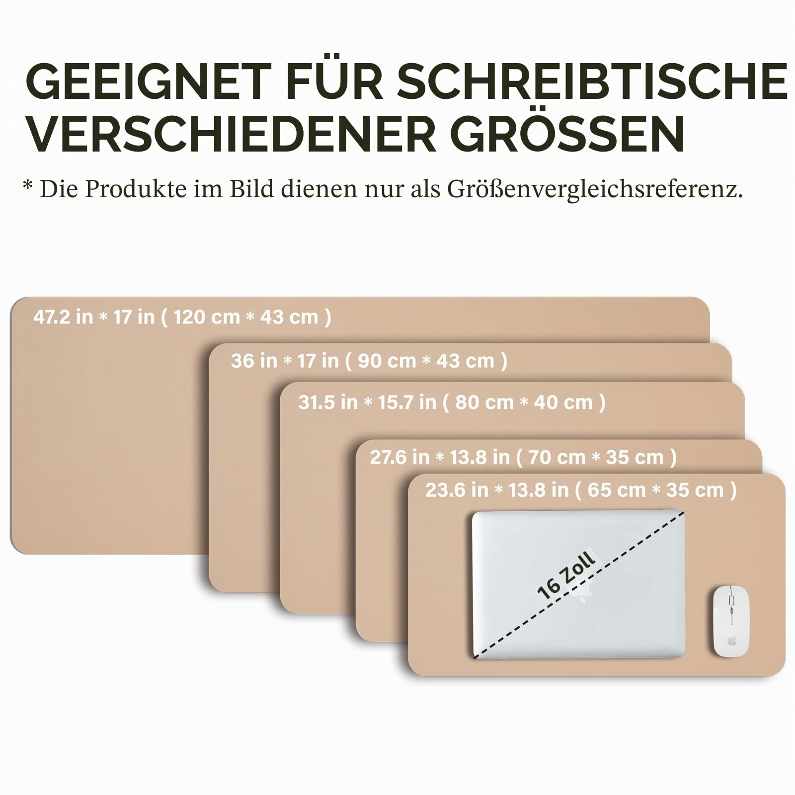 Leder-Schreibtischunterlage – rutschfeste PU-Schreibtischunterlage und Mauspads für Büro und Zuhause – Schreibtisch-Organisation und Zubehör (Aprikose,80cmx 40cm)