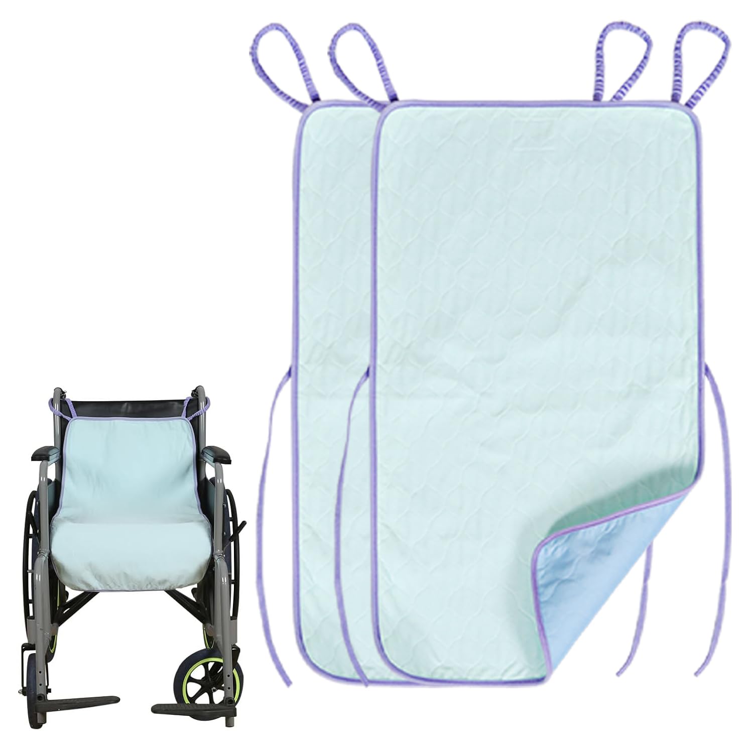 Ehucon Wheelchair Highly Absorbent Incontinence Waterproof Pads, 4-Layer Soft Extra Large Washable and Reusable Soccer Seat Covers with Two Loop