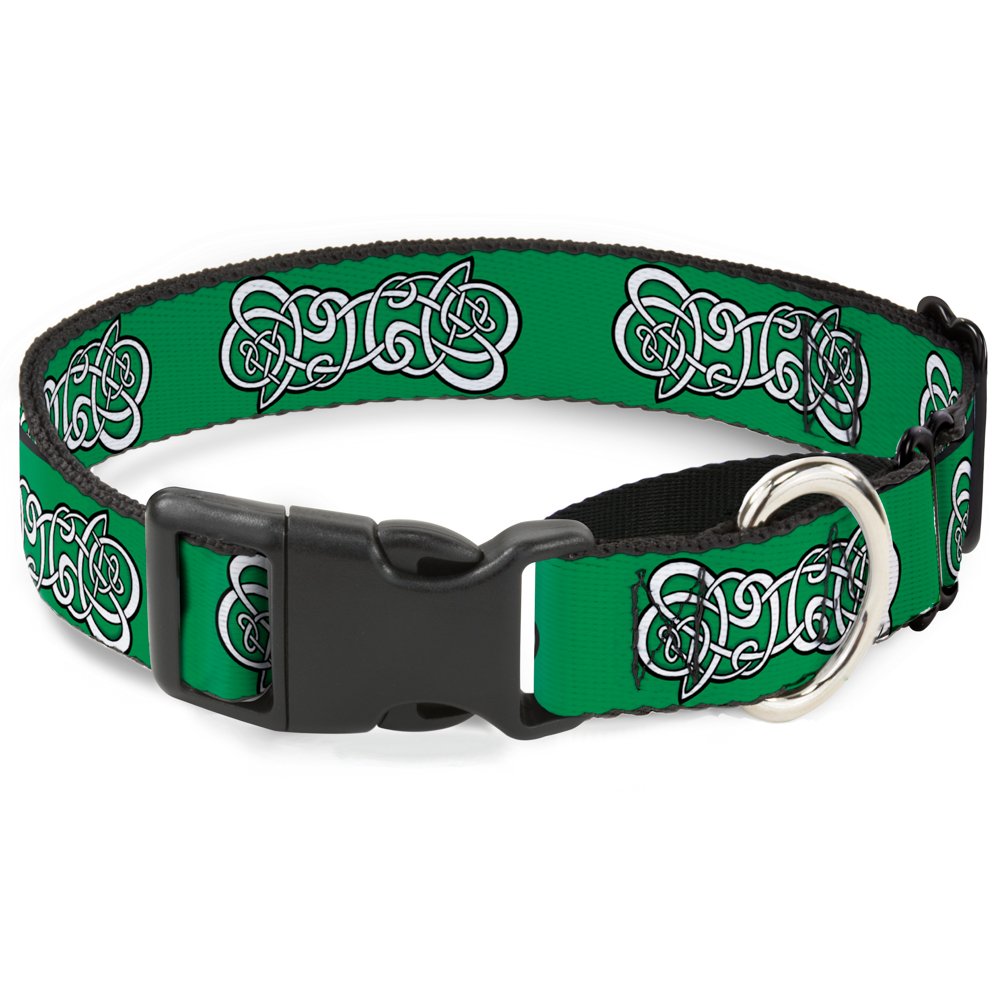 Buckle-Down "Celtic Knot2" Martingale Dog Collar, Greens/Black/White, 1" Wide-Fits 9-15" Neck-Small