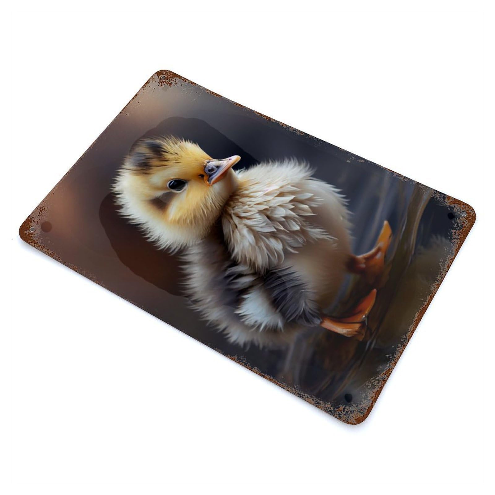 Duck Cute Animal Rust Effect Tin Sign 11.8"x7.9", Novelty Wall Decor for Garage, Pub Or Kitchen