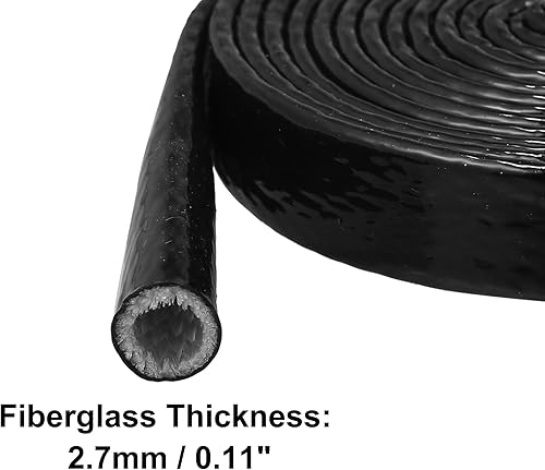 Miniatura 5 de X AUTOHAUX Cinta de fibra de vidrio recubierta de silicona con funda de fuego de 12 pulgada de identificación x 10 pies para líneas de manguera