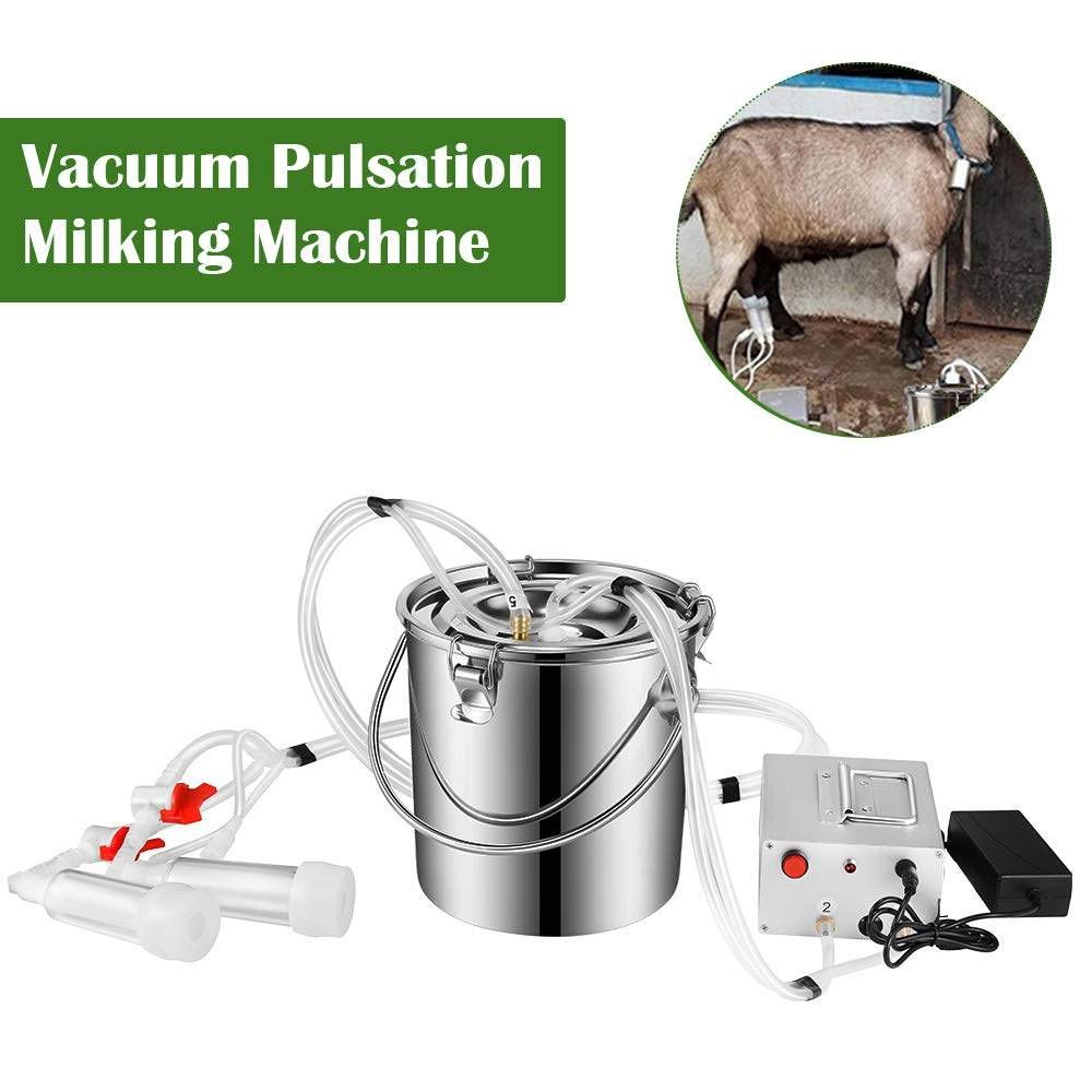 Mungitrice per Mucche elettrica, Pompa ad impulsi Potenziata, Arresto di mungitura Automatico, Serbatoio del Latte in Acciaio Inossidabile da 14L, con Spazzola per la Pulizia,forcattle