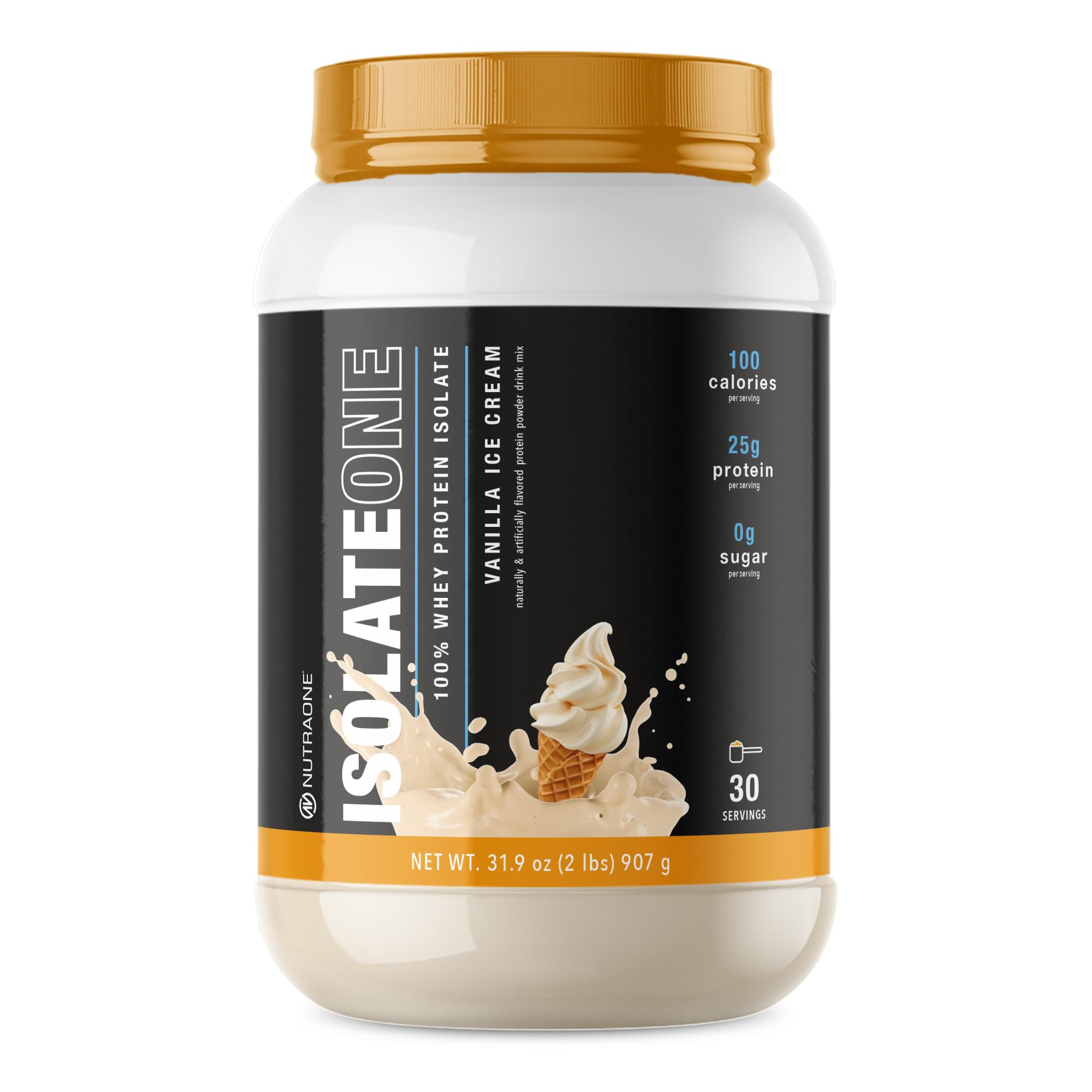 NutraOne IsolateOne Whey Protein Isolate sabor Vanilla Ice Cream, 908 g