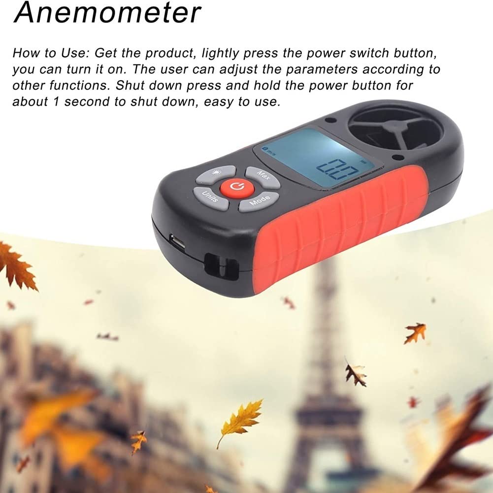 Anemómetro Digital con Pantalla LCD retroiluminada, medidor de Volumen de Aire, anemómetro con Botones multifunción para Windsurf, Cometas, Vela, Surf, Pesca, etc.