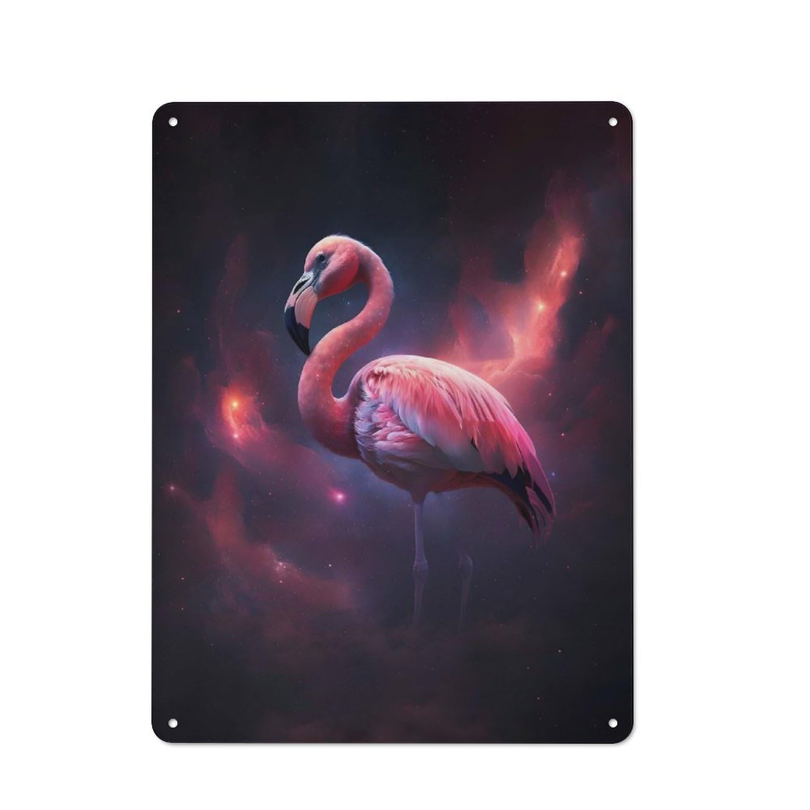 Junmoney Space Flamingo Tin Wall Plaque 40X30cm With For Home Bar Wall, For Kitchen And Home Bar Decor, For Home Office And Studio Walls