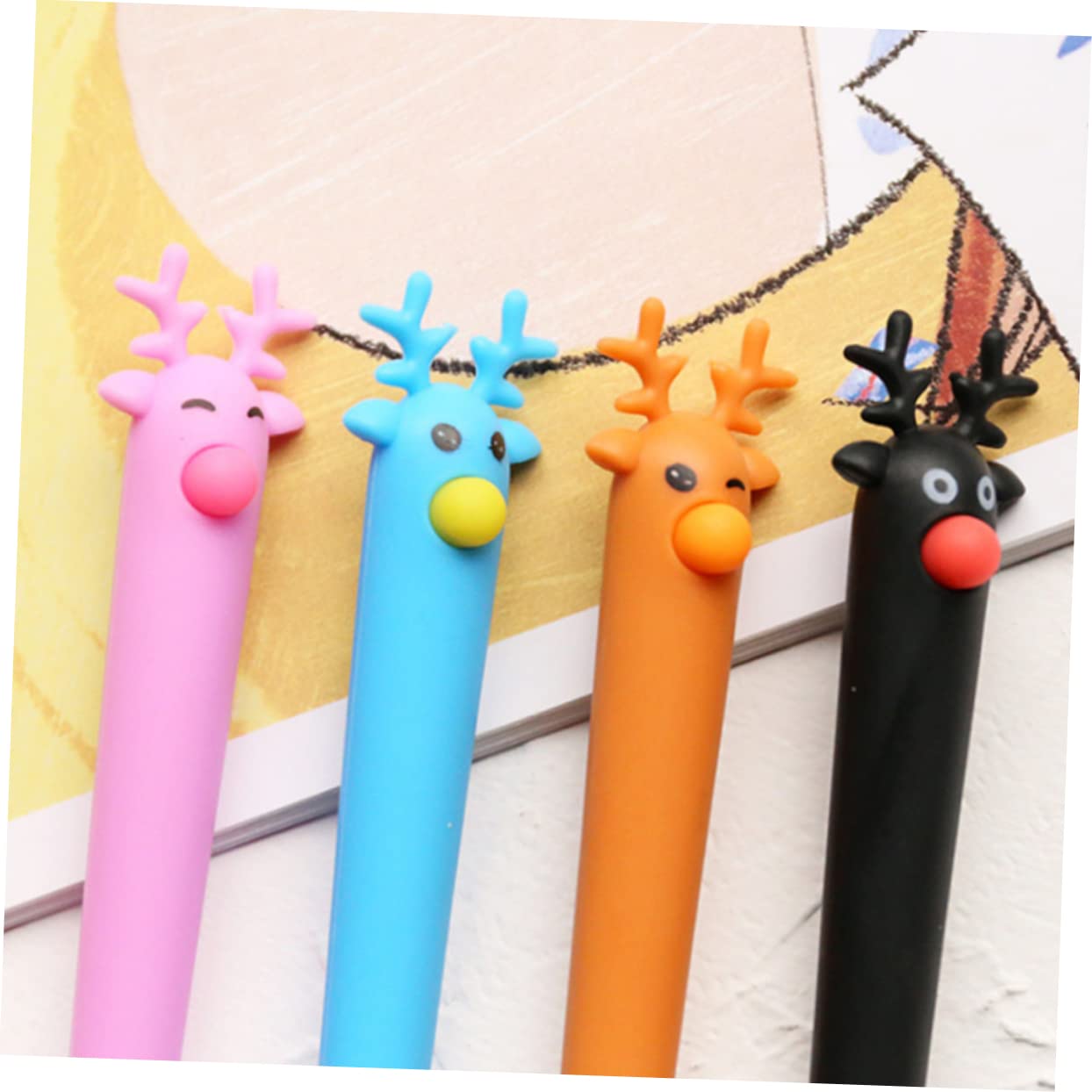 DOITOOL 32 Piezas Bolígrafos de Tinta Azul con Diseño de Bolígrafos de Bola para Estudiantes y Oficina Colores Negro Marrón Azul y Rosa Paquete de Regalo