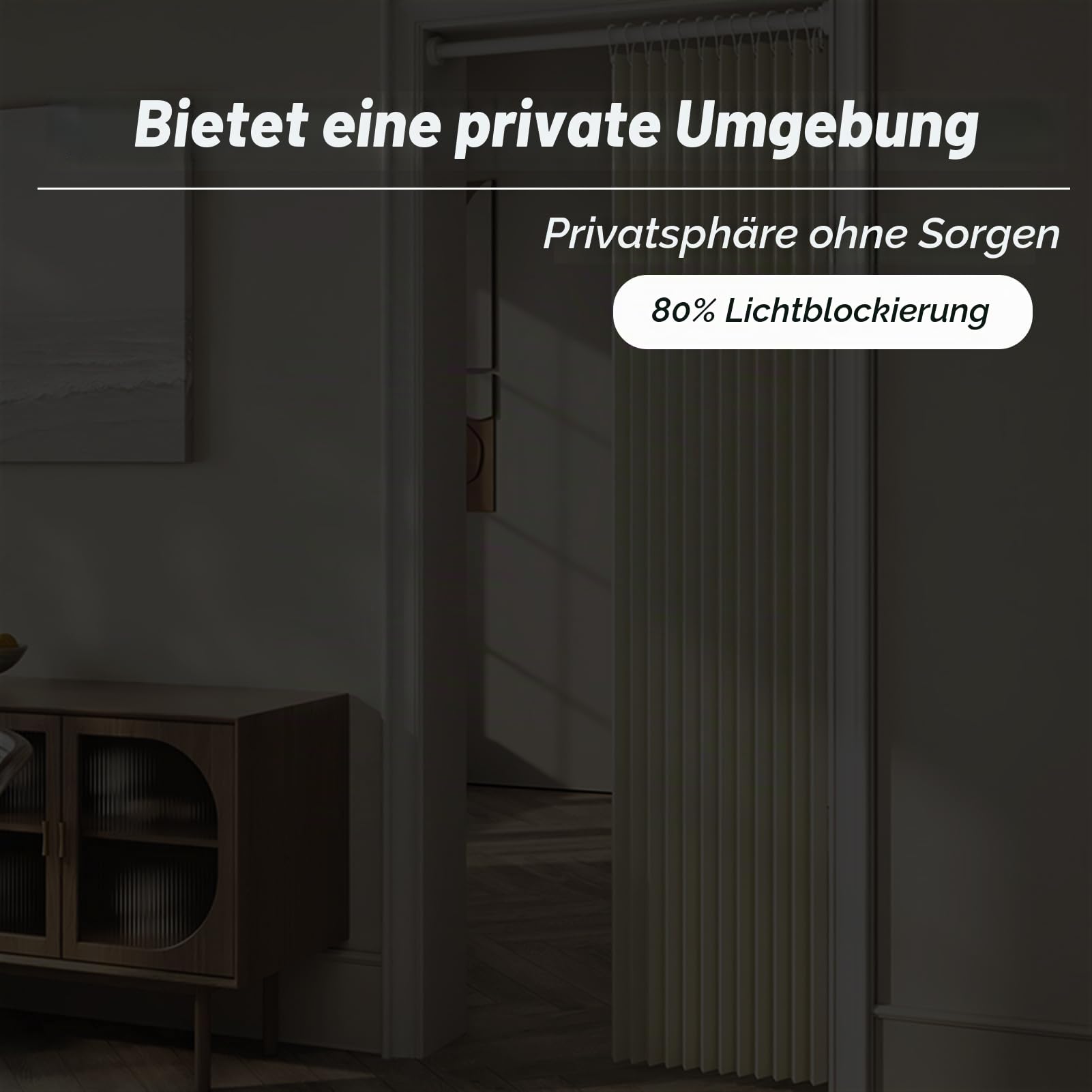 Türvorhang Blickdicht Magnetische Vorhänge, Raumteiler Faltvorhang für unsichtbare Türen, Thermo Türvorhang Kälteschutz, zum schieben, Wärmeisolierend, 280g/m², 1 Stück, Beige, 100x200cm