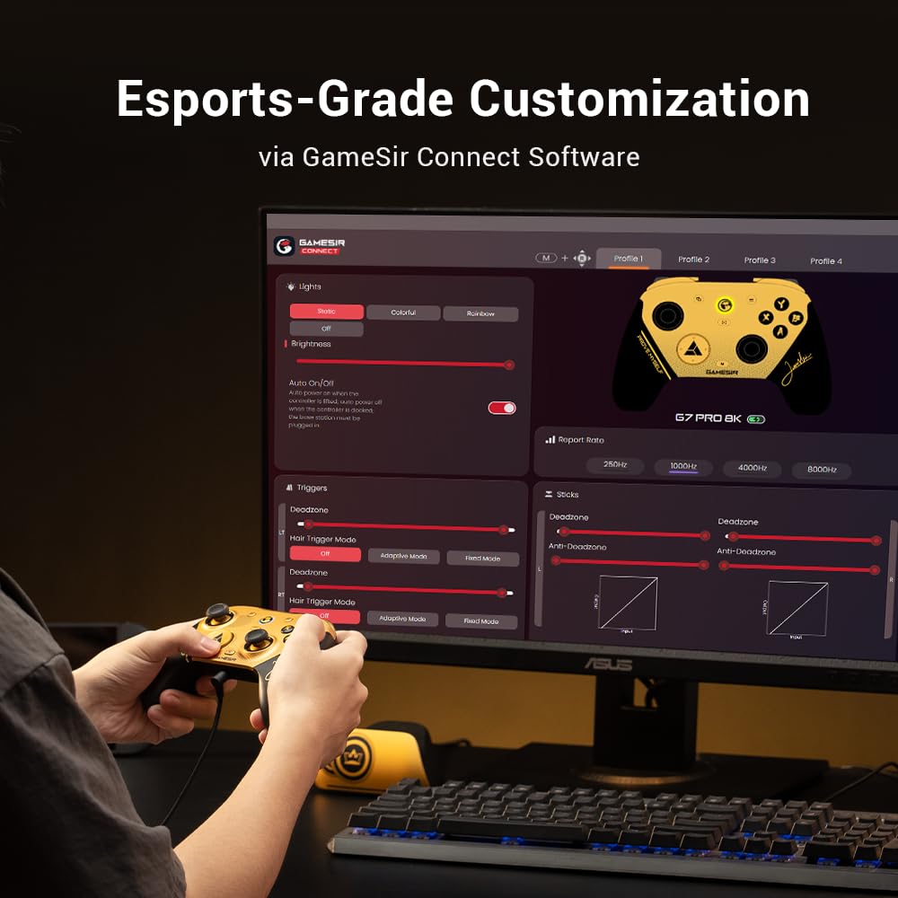 GameSir G7 Pro 8000 Hz Controller Wireless per PC Gaming – Gamepad PC Ultra-veloce a Bassa Latenza con Joystick TMR di Gen2, Grilletti a Effetto Hall – Controller Pro per Esports – Champion Edition