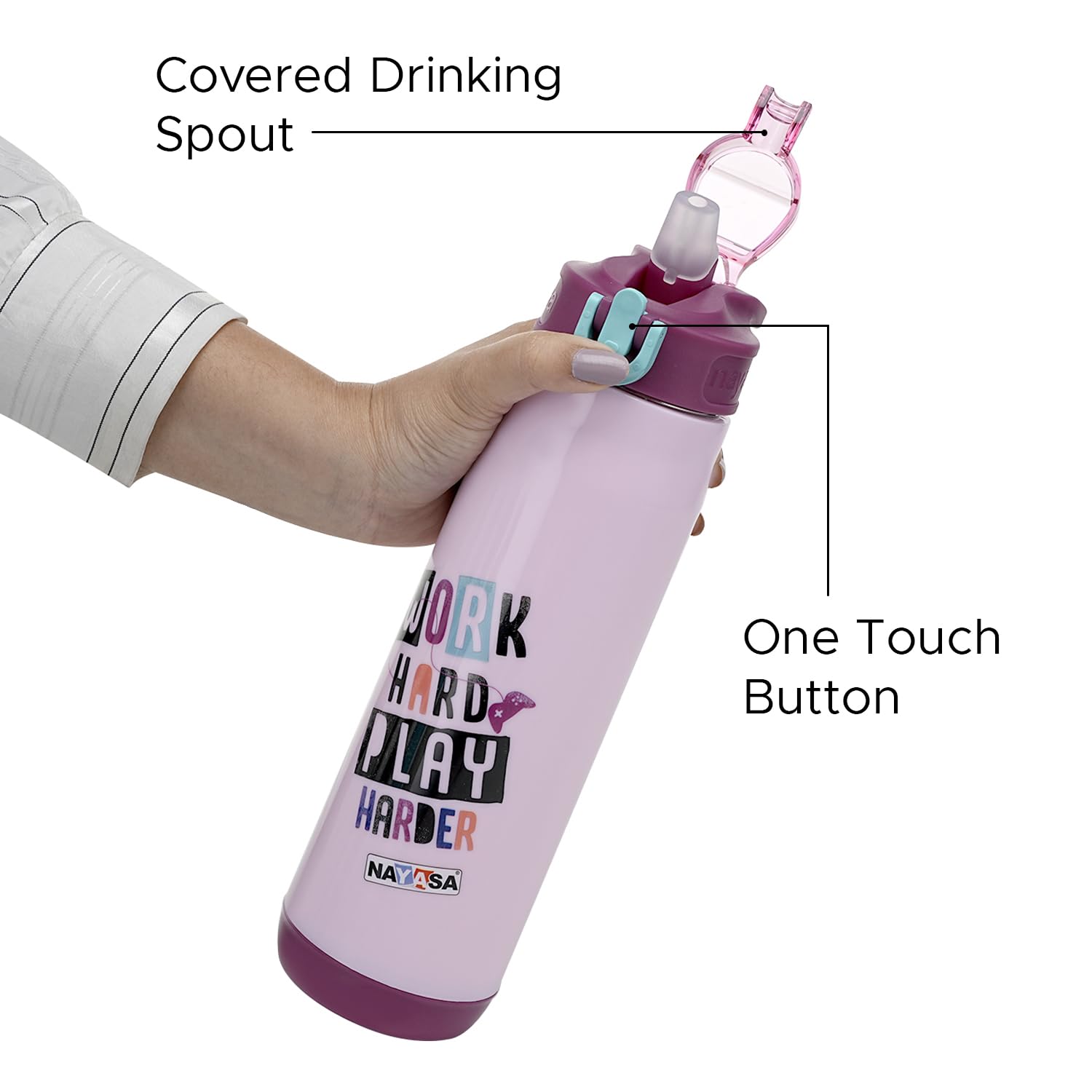 Nayasa Adonis Water Bottle - Pink - BPA-Free -4