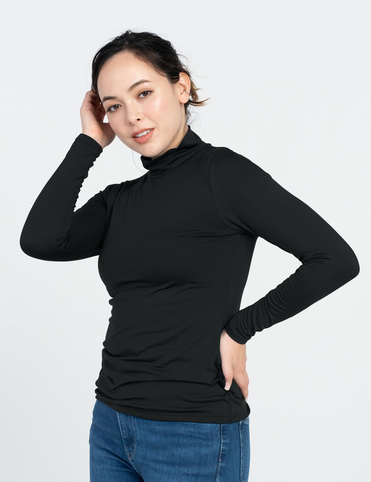 LAPASA Camiseta Térmica de Cuello Alto Mujer Transpirable Top Mock Neck Suave Cálida Ligera Peso Medio Frio Invierno Esqui L87/L89/L116