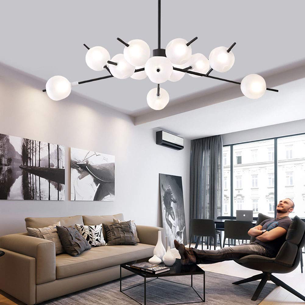 Prosta atmosfera oddziałów żyrandole magicznej fasoli, jadalnia w domu salon, żyrandole postmodernistyczne G9 Nordic-czarne. 15 głów