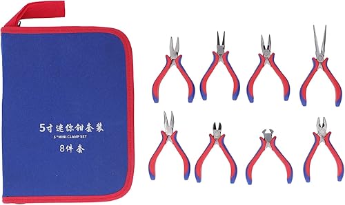 Juego de 8 alicates de línea delgada, kit de alicates para hacer joyas, herramientas para manualidades, alicates de joyería de 5 pulgadas,