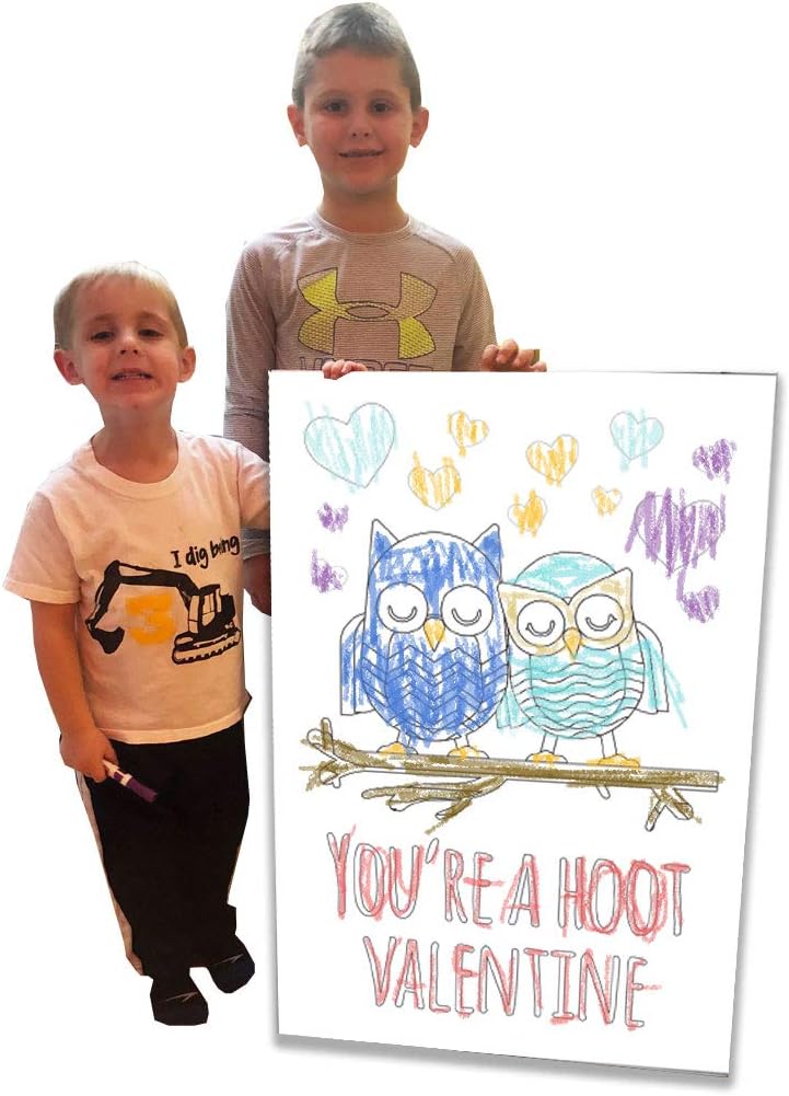 VictoryStore Jumbo Greeting Cards: Giant Valentine's Day Coloring Card 2 feet x 3 feet card with envelope (You're A Hoot Valentine! Cute Owl)
