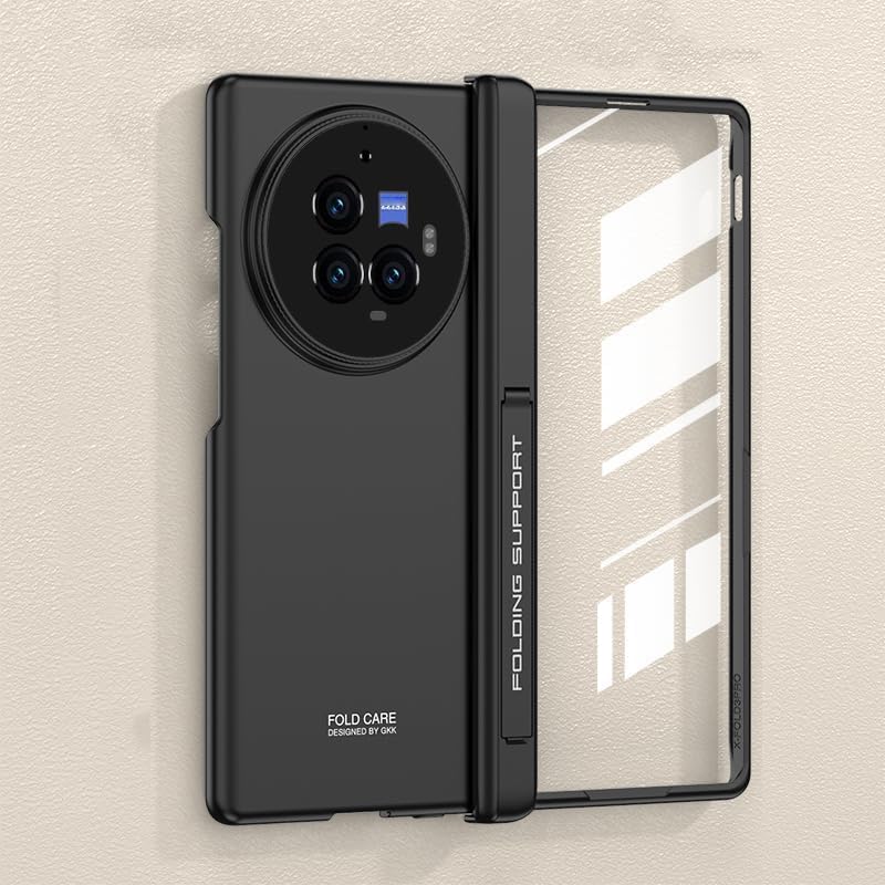 ZORSOME for Vivo X Fold 3 Pro Magnetic Hinged Case,Ultra Thin Luxury Plating All-Inclusive Shocproof Full-Body Protective Magnetic Hinge Case Bulit-in Screen Protector Kickstand Cover,Black