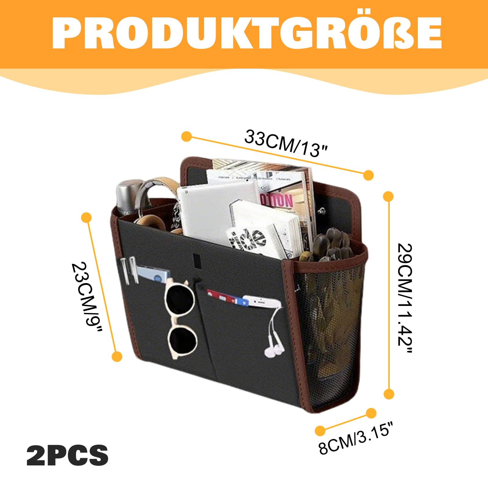 Organizer per camper, 2 pezzi, autoadesivo, da appendere, da campeggio, portatile, con tasca principale e tasca frontale e tasca laterale in rete, per camper, furgone, cucina, ufficio, bagno
