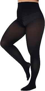 Plus Size Tights for Women Run Resistant 80D Soft Solid...