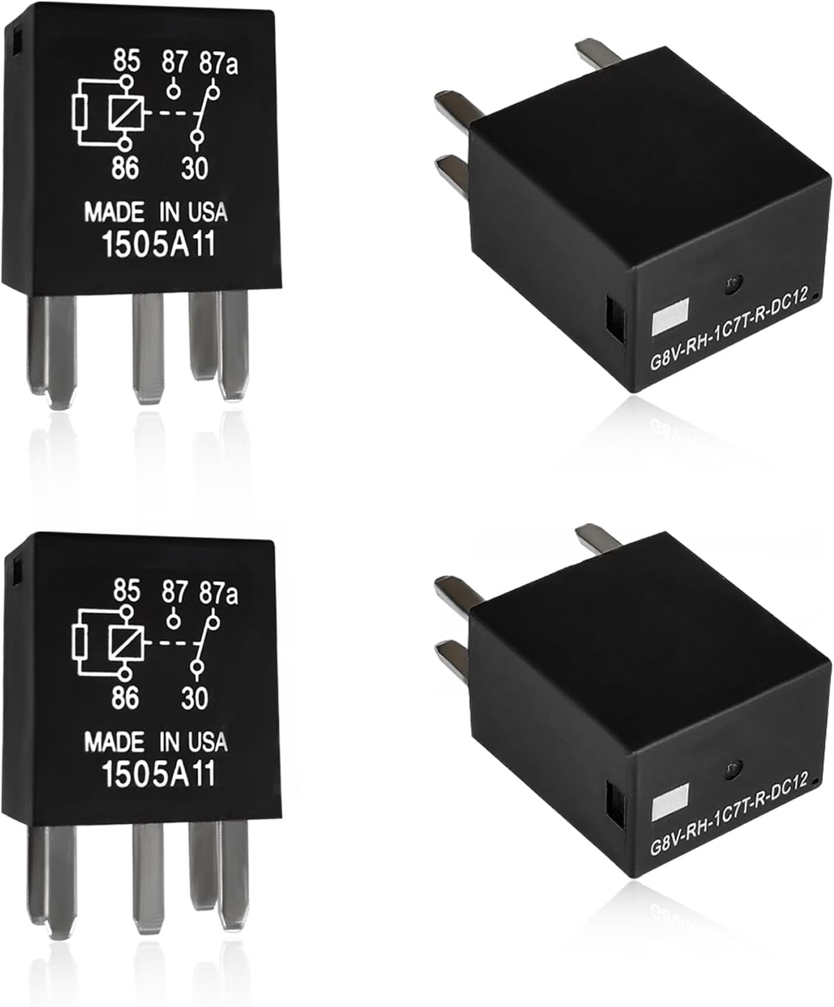 4PCS 5 Pin Power Relay, Multi Purpose Auto Fuel Pump Relay, Standard G8V-RH-1C7T-R-DC12 Standard Electrical System Electromechanical Relays for Car Motor, Car Accessories