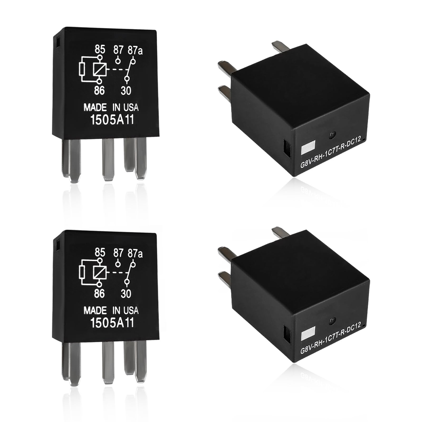 4PCS 5 Pin Power Relay, Multi Purpose Auto Fuel Pump Relay, Standard G8V-RH-1C7T-R-DC12 Standard Electrical System Electromechanical Relays for Car Motor, Car Accessories