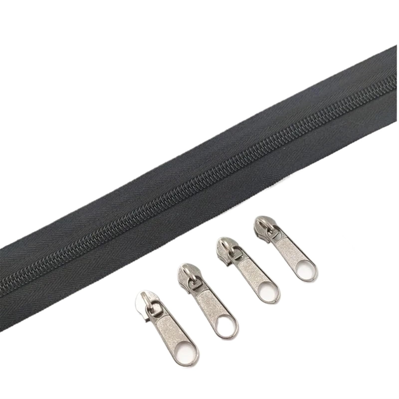 Cremalleras Rollos de Cremalleras de Nailon de 1/2/3/5/8/10 Metros de Largo con Deslizador de Cremallera for Accesorios de Costura a Medida(Black,10 Meter)