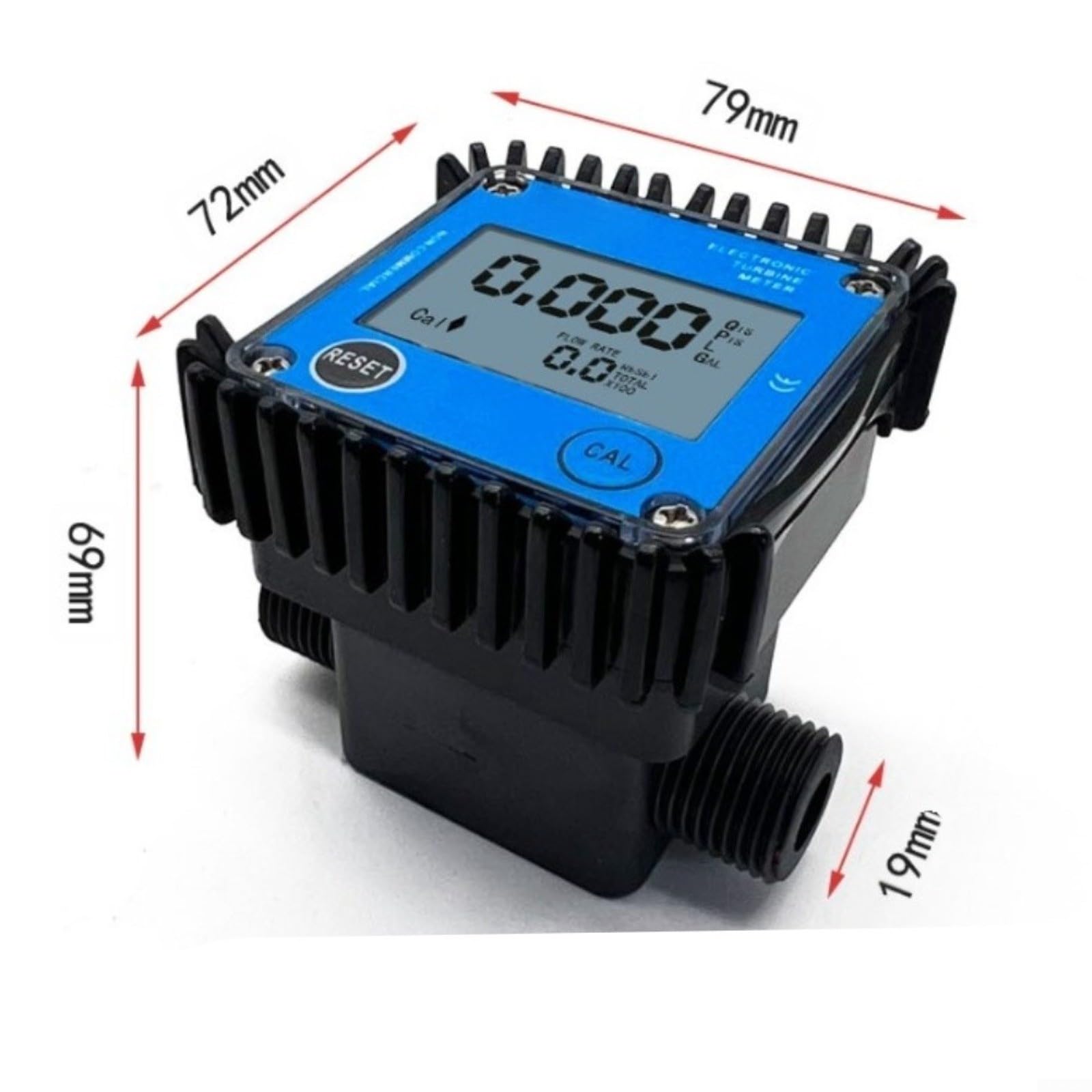 Medidor digital de flujo de engranajes 1-20L/min ±1% de precisión Pantalla LCD, para monitoreo de productos químicos de metanol diésel en sistemas industriales azul (0.1-7L-min)
