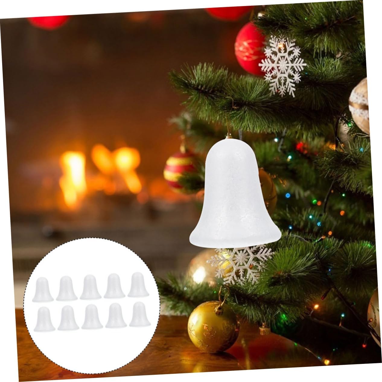 MAGICLULU 6Pcs Foam Christmas Bell Ornaments Jingle Bells for DIY Crafts Festive Hanging Decor for Holiday Trees and Home Decoration
