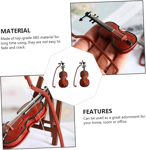 Miniatura 2 de Vaguelly 2 piezas de violín simulado árbol de Navidad adornos bebé muñeca juguetes decoración de Navidad miniatura violín mini instrumento musical