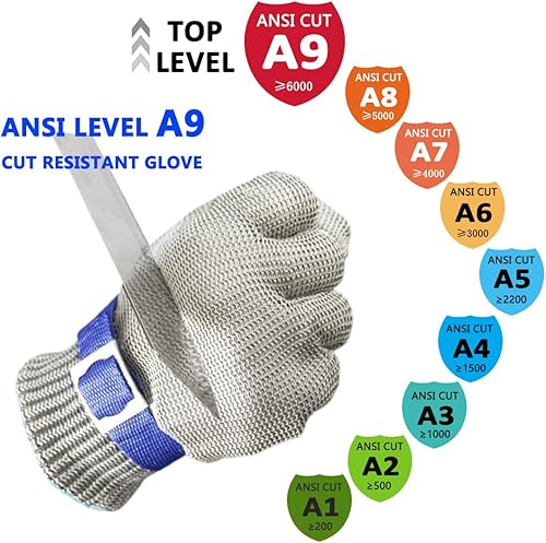 Miniatura 2 de Guantes de malla de malla de acero inoxidable de nivel 9 para cortar ostras Shucking Chopping Butcher